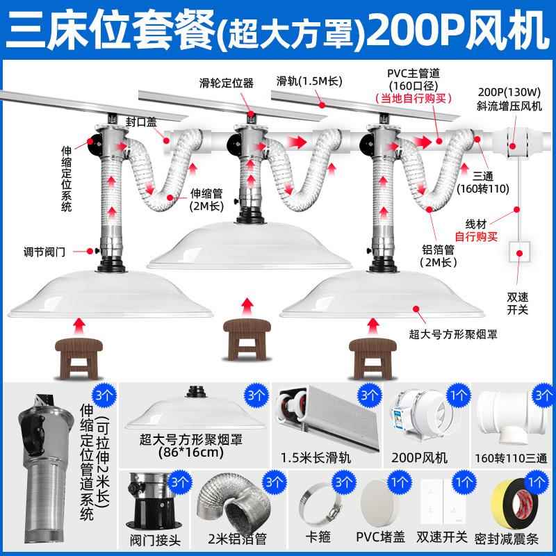 艾灸排烟系统排烟机养生馆轨道式加大定位排烟罩吸烟设备排抽烟机