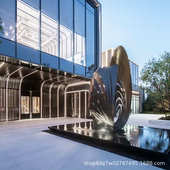 青铜色抽像雕塑公园水景艺术展览不锈钢雕塑餐厅长廊摆件