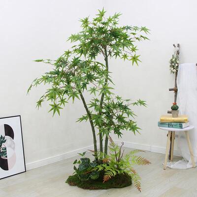 仿酒南天室内外真装饰隔断HPE店屏风造景仿生绿植造景竹大型假植