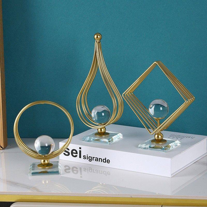 客厅柜子摆件高级感欧式铁艺水晶球家居装饰客厅书房桌面工艺品轻,家居饰品,装饰摆件,淘宝优惠券,粉丝福利购,淘宝优惠卷