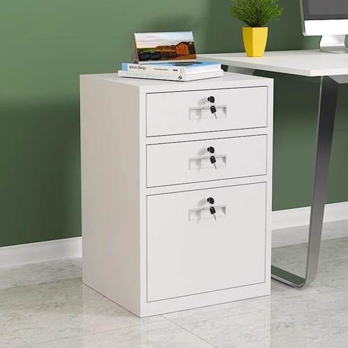 钢制桌下铁皮文件柜动带料锁资屉收QGQ纳柜床头柜家用活抽办公室