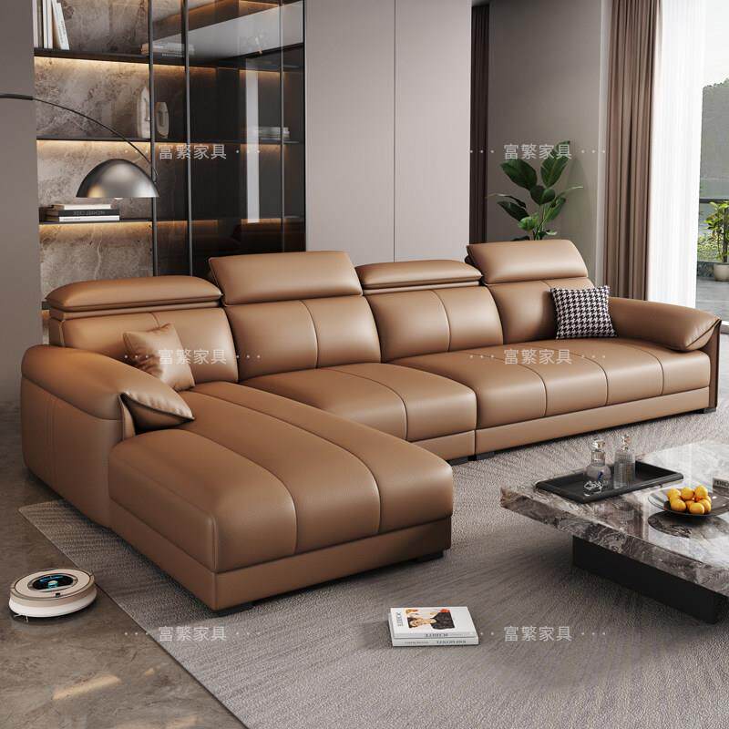 意式极简真皮沙发客厅2025新款现代简约轻奢贵妃直排科技布艺沙发
