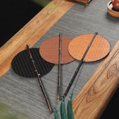 手工竹编竹丝腰扇彷宋覆原鏖尾扇青蓖扇国风旋转折叠可携式 团扇蒲