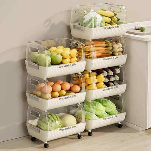 严选厨房客厅小推车置物架落地储物箱家用可移动整理架装蔬菜水果