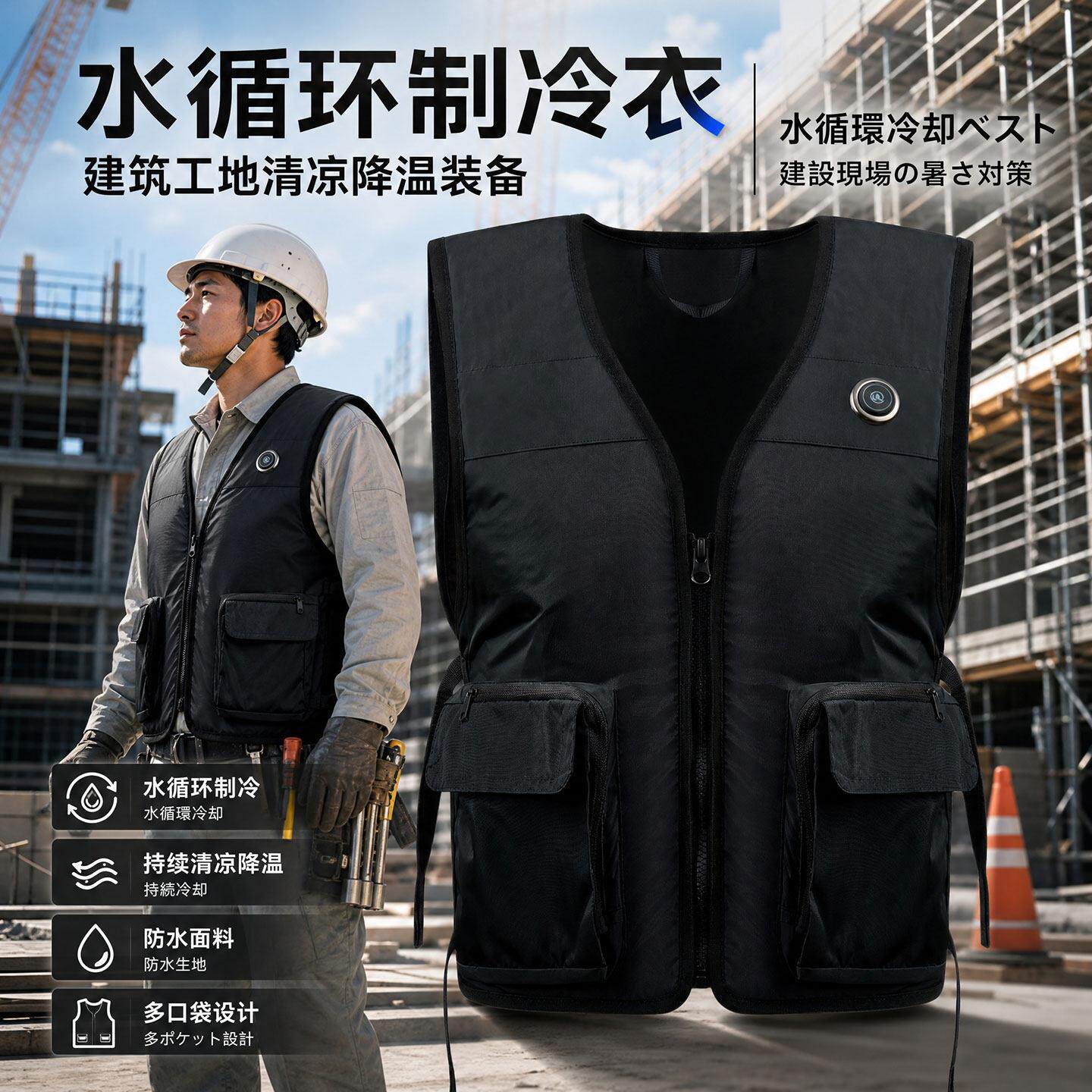 科曼晶空调服男水循环制冷衣冰袋背心空调马甲夏季防暑降温劳保服