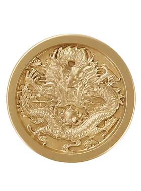 黄铜盘龙浮雕文房四宝圆镇纸镇尺笔架书法用品书镇送长辈礼物礼品