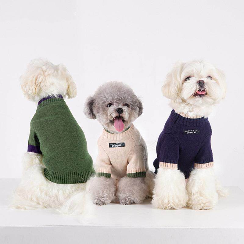 趣派日系撞色两腿毛衣21秋冬宠物毛衣泰迪狗狗衣服小型犬幼犬保暖