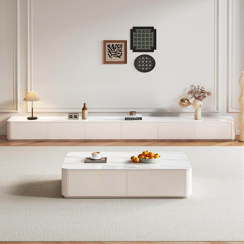 岩板电视柜落地茶几组合26cm家用收纳储物一体现代简约实木电视h^