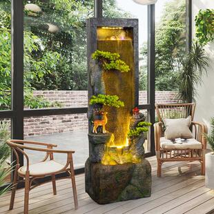 餐厅装饰品财源流水水幕隔断假山摆件景观客石鱼池屏风家居广进墙