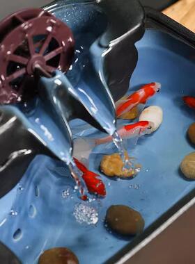 水中式财招猫流摆件循环流水生财客厅办室桌面UWU装饰公开业送礼