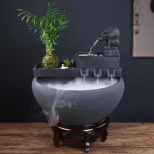 鱼缸水缸造景摆件水族循环过滤增氧流水摆件陶瓷装 饰过滤器流水器