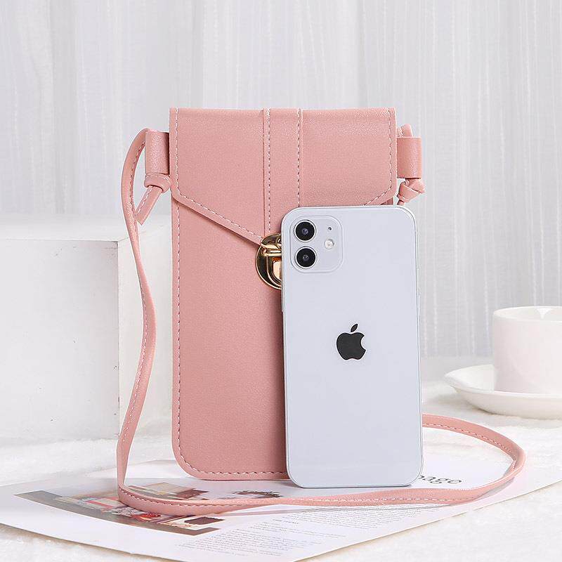 女式包包薄款潮锁扣斜挎手机包触屏手机钱包女复古学生搭扣小钱夹