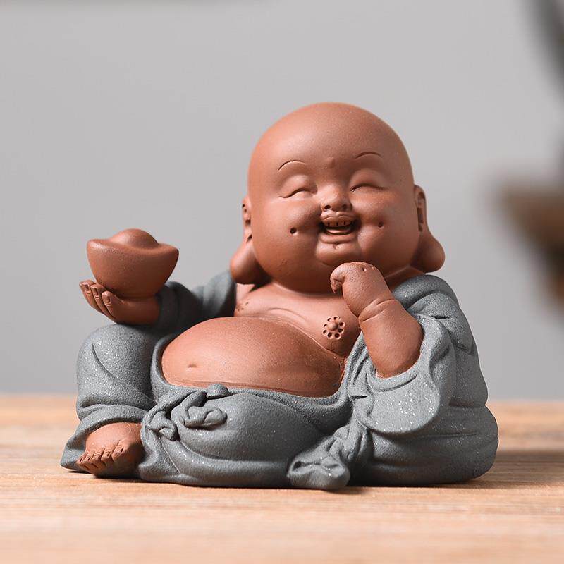 高档茶精宠采砂弥勒佛摆件品养招财陶瓷可办公室家茶具件茶桌配客