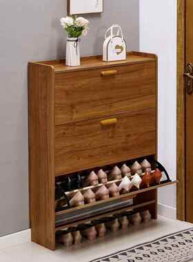 实木口超薄鞋柜1cm经济型家用门简7约现代收纳窄入户翻式斗BSO小