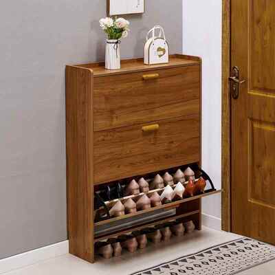 实木口超薄鞋柜1cm经济型家用门简7约现代收纳窄入户翻式斗BSO小