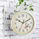 北欧创意挂钟家居简约现代钟表铁艺挂饰挂钟复古装 饰钟双面挂钟