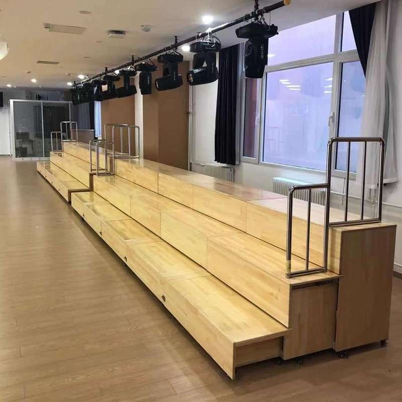 木质伸缩合唱台学校音乐教室可移动折叠实木阶梯舞台合影站台