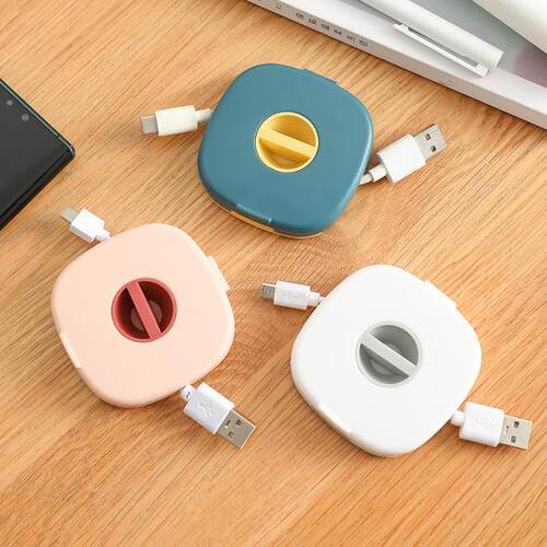Square Data Cable Organizer and Phone Stand with Rotatable C