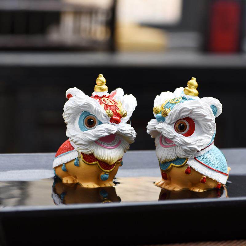 变色国潮创意醒狮摆件乔迁办公桌装饰品家客厅办公室玄关桌面茶宠