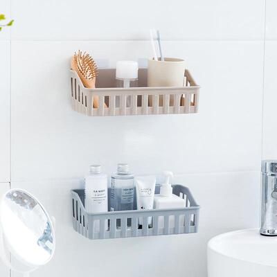Hole-Free Bathroom Storage Shelf, Traceless Plastic Wall-Mou