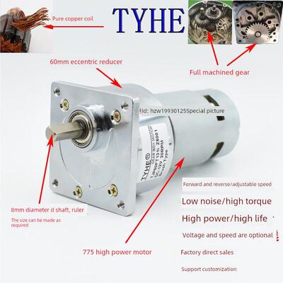 直流偏心减速电机60Gb775电机Dc12V24V正反调速全钢齿智能配件