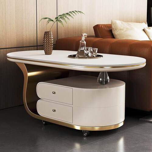 新款可移动茶几客厅家用沙发旁岩板边几带轮子轻奢高级感边柜推车