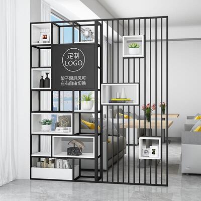 屏风隔断置物架书架公司进门形象墙展示架铁艺格栅办公室实木
