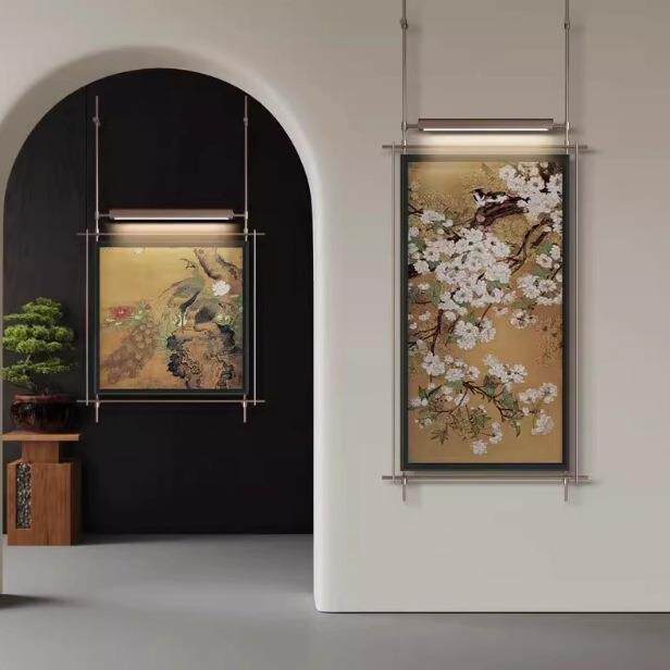 创意 雕花镂空多功能实木质办公中古风宋代美学玄关铁艺装饰画
