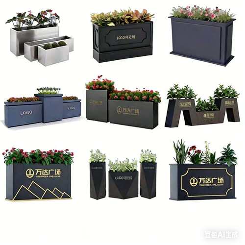 户外不锈钢1部花组合铁道艺花槽售楼商场广场花坛街花箱盆外摆花