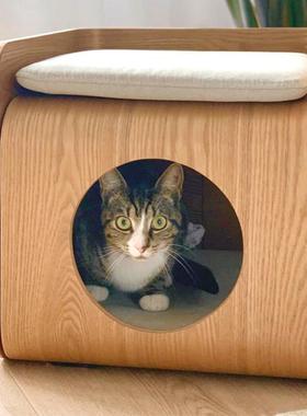 HomeCat猫窝茶几四季通用实木树洞猫窝人宠共用床头柜宠物别墅