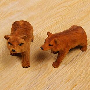 义树家工艺品棕熊彩绘木雕自然质朴动物系列30005A 30005B