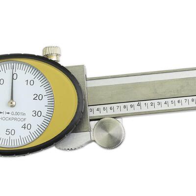 JAVIER 高精度不锈钢带表卡尺0-6英制带表卡尺带深度杆