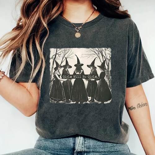 Funny Witch Shirt Halloween Women Witchy Vibes Summer Casual