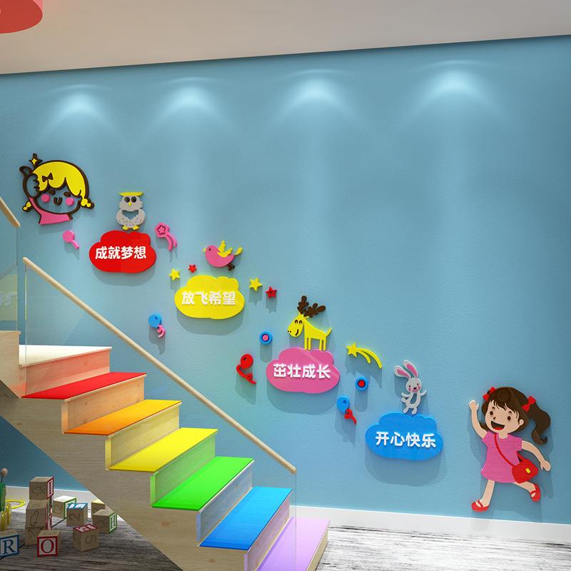 幼儿园楼梯墙面装饰贴画区角教室环境布置环创材料主题墙走廊创意