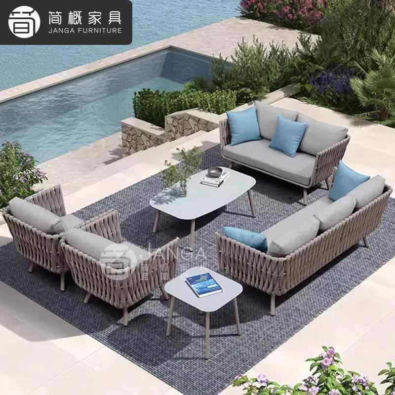 户外发别墅庭院沙休防闲花园藤家编具组合露天阳台水藤椅26岩板桌,住宅家具,户外沙发,淘宝优惠券,粉丝福利购,淘宝优惠卷