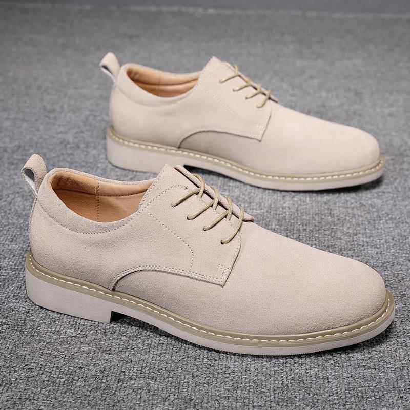 新款男鞋20马24秋季款新单鞋翻毛皮低帮丁靴休男英伦磨砂反绒皮闲