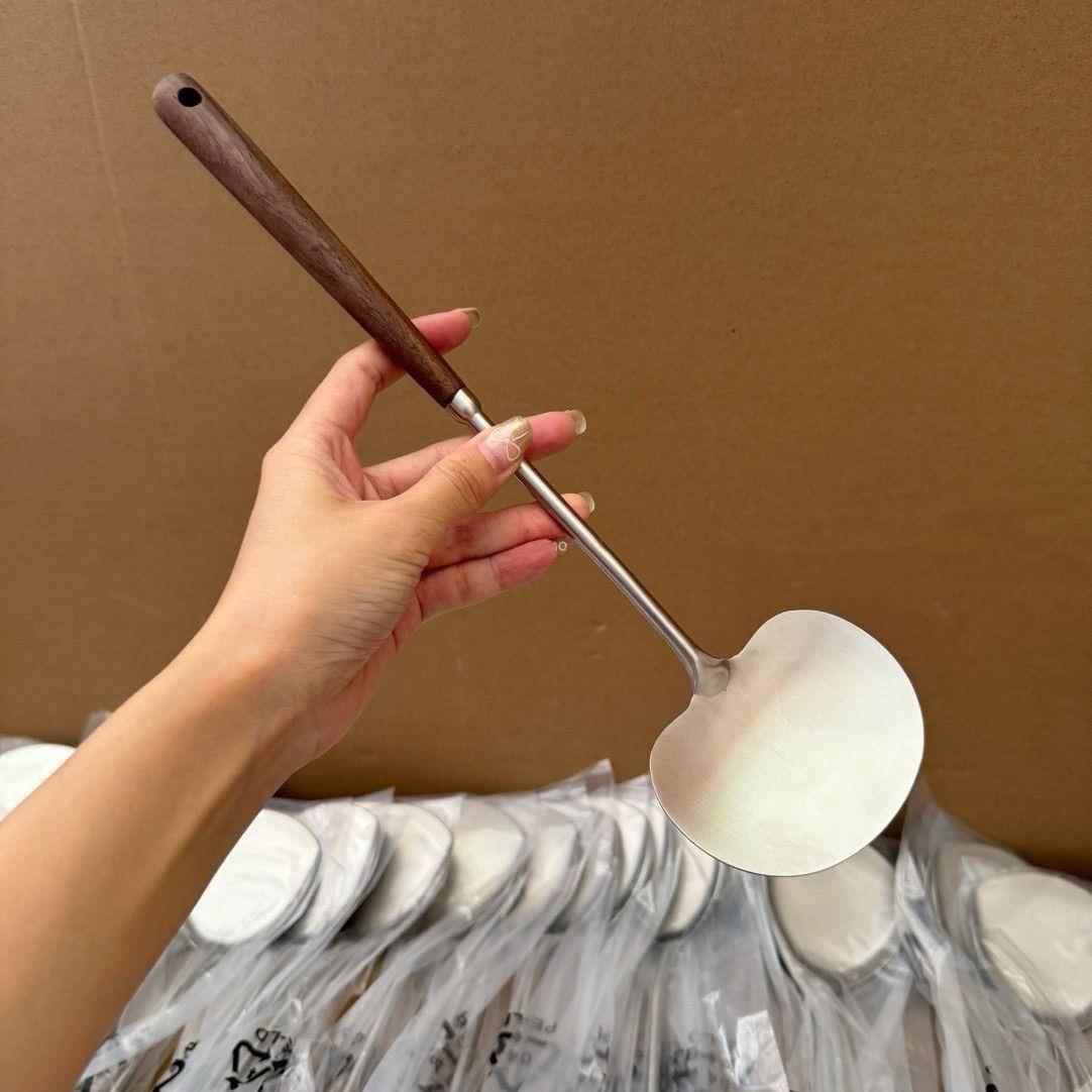 胡桃木蘑菇铲长柄炒菜勺厨房个性化炒汤勺家用厨具铲子锅铲烹饪铲