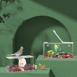 External Cockatiels Bird Antispill Box Breeding Feeding