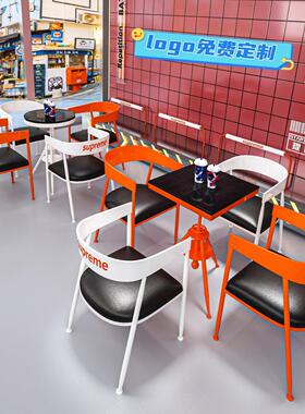 工业风清吧用餐桌椅创彩色实木桌意咖商啡厅餐MTA001-5餐厅奶茶店