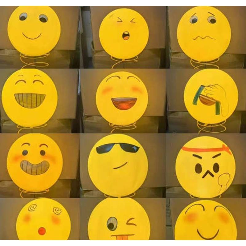 创意有趣球笑脸表情包圆互动弹簧打卡灯摆件表情可爱灯灯草滑稽坪