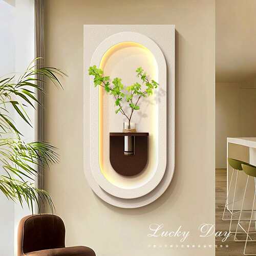 奶油风玄关装饰画2025新款入户走廊过道挂画立体砂岩水培绿植墙画