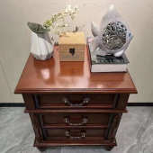 美式 床边柜家用高档轻奢收纳柜储物柜 简约实木床头柜卧室现代整装