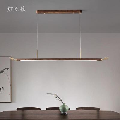 新中式室茶全檀铜吊灯典乌木茶桌简约长方形办公室灯LE古D81036餐