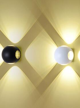 led户外防水壁灯四面发光走廊过道灯圆形铝材壁灯ktv背景装饰壁灯