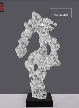 创意透明太湖石雕塑酒店大堂软装树脂摆件别墅客厅玄关装饰品