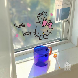 可爱hellokitty猫卡通窗户，玻璃贴纸卧室，衣柜贴画客厅装饰贴画防水