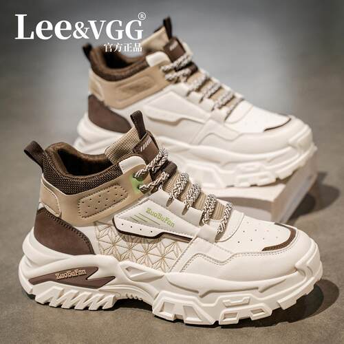 Lee&vgg高帮男鞋2025新款秋季老爹鞋潮流百搭休闲厚底工装马丁靴