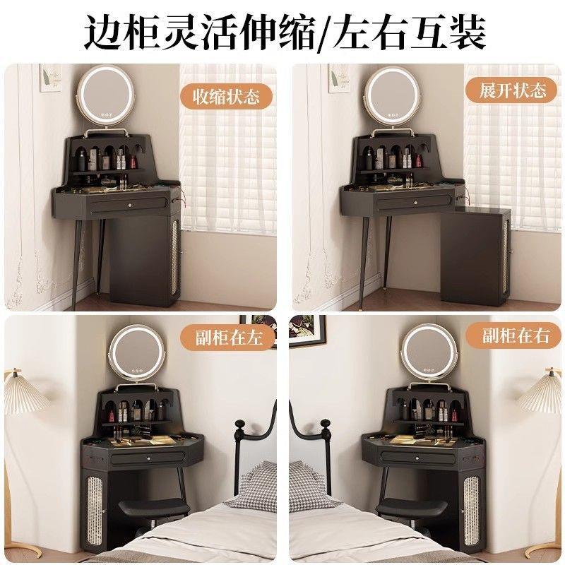 小型时ZJK三角梳妆台复古妆风尚转角化桌户子黑色墙角拐角化妆台