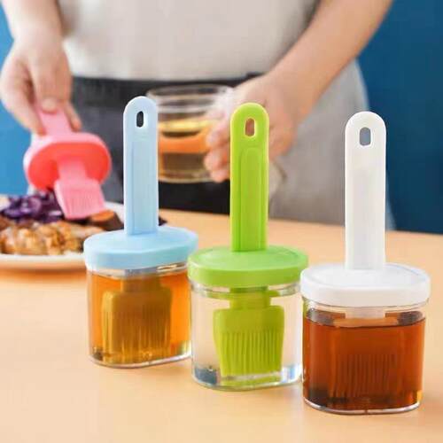 Silicone Oil Brush with Integrated Bottle, All-in-One Oil Po