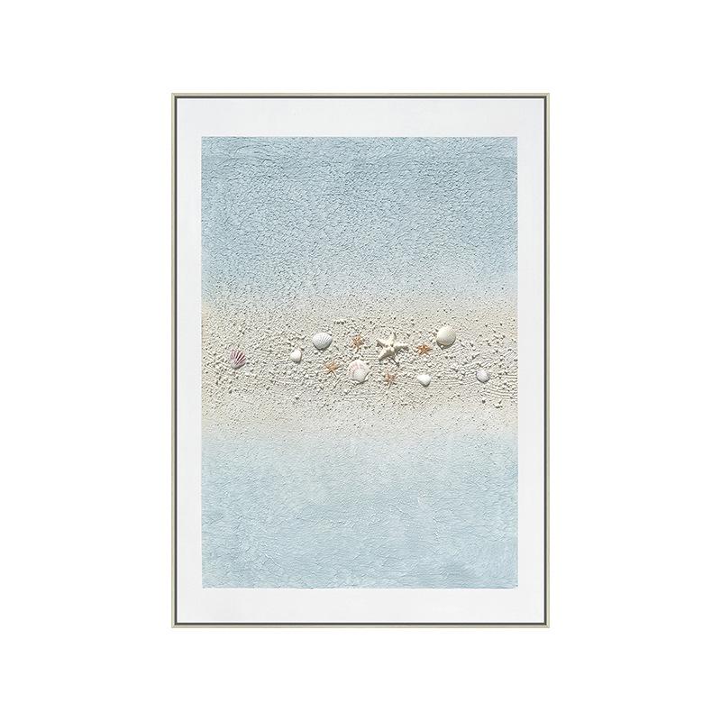 工厂热卖海洋贝壳肌理画纯手绘油画客厅铝合金装饰画玄关挂画批发图片